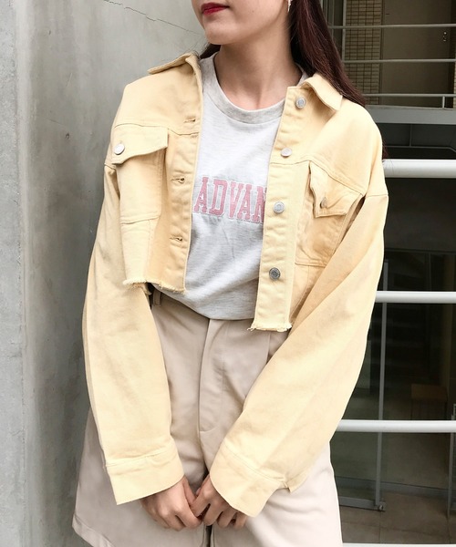 INGNI（イング）の「ダメージショートGジャン（デニムジャケット・レディース・グレー/ピンク/イエロー/グリーン/アイボリー/ブルー系その他3・M）」の5枚目の写真