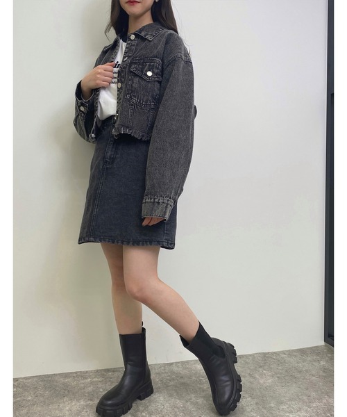 INGNI（イング）の「ダメージショートGジャン（デニムジャケット・レディース・グレー/ピンク/イエロー/グリーン/アイボリー/ブルー系その他3・M）」の7枚目の写真