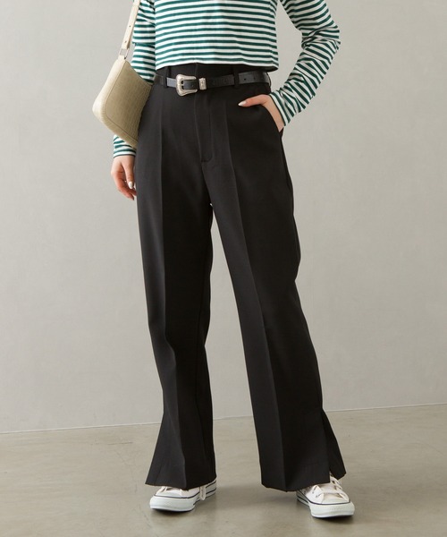 SpRay（スプレイ）の「エステルツイルセミフレアパンツ（その他パンツ・レディース・オレンジ/ロイヤルブルー/ブラック/グレイッシュベージュ/ライトグリーン・FREE）」の2枚目の写真