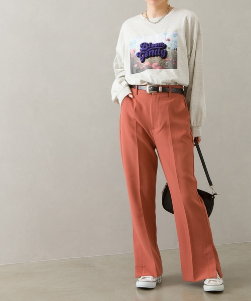 SpRay（スプレイ）の「エステルツイルセミフレアパンツ（その他パンツ・レディース・オレンジ/ロイヤルブルー/ブラック/グレイッシュベージュ/ライトグリーン・FREE）」の10枚目の写真