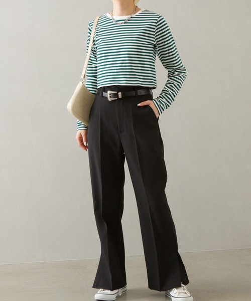 SpRay（スプレイ）の「エステルツイルセミフレアパンツ（その他パンツ・レディース・オレンジ/ロイヤルブルー/ブラック/グレイッシュベージュ/ライトグリーン・FREE）」の9枚目の写真