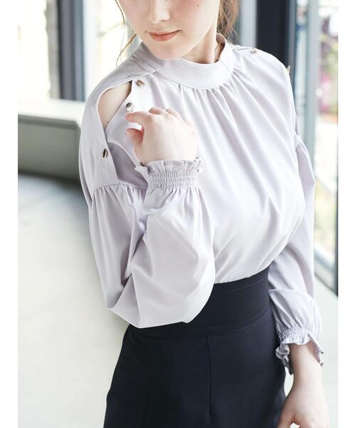 Areeam（アリーム）の「肩ボタンスタンドカラーブラウス（シャツ
