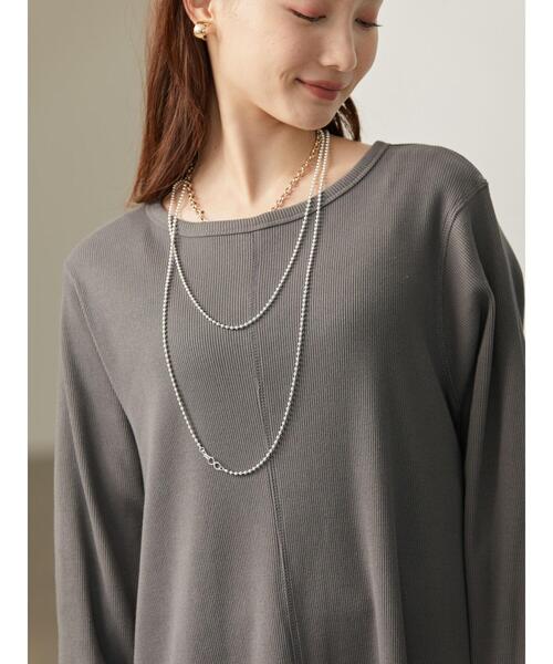 AMERICAN HOLIC（アメリカンホリック）の「リブカットIラインワンピース（ワンピース・レディース・チャコールグレー/グレイッシュベージュ・M/L）」の12枚目の写真