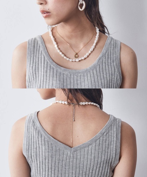 CHIC STYLE(シックスタイル)の「大きいサイズ 2WAYワイドリブニットタンクトップ シックスタイル(タンクトップ・レディース・ブラック/オフホワイト/グレー・3L/L/4L/LL)」の9枚目の写真