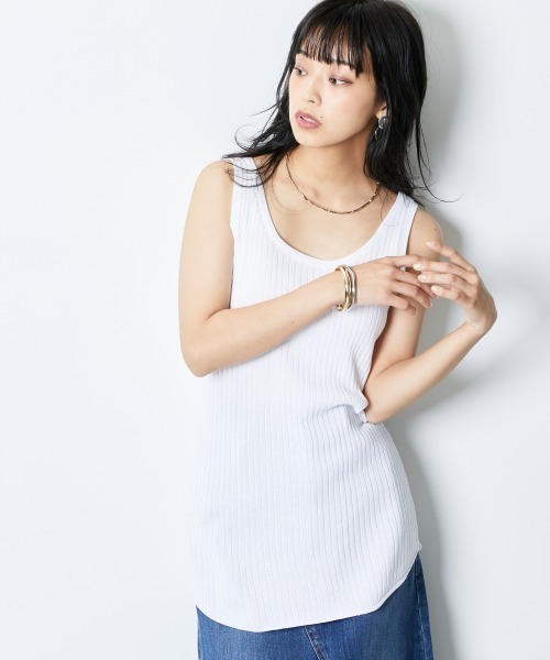 CHIC STYLE(シックスタイル)の「大きいサイズ 2WAYワイドリブニットタンクトップ シックスタイル(タンクトップ・レディース・ブラック/オフホワイト/グレー・3L/L/4L/LL)」の10枚目の写真