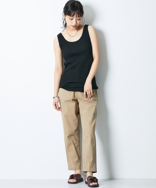 CHIC STYLE(シックスタイル)の「大きいサイズ 2WAYワイドリブニットタンクトップ シックスタイル(タンクトップ・レディース・ブラック/オフホワイト/グレー・3L/L/4L/LL)」の12枚目の写真