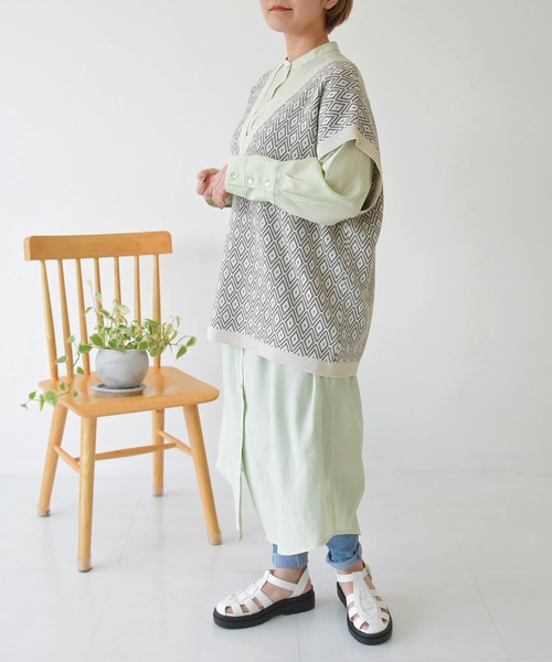 sango（sango）の「ヨーク切替シャツワンピース（ワンピース・レディース・オフホワイト/ベージュ系その他/グリーン系その他・FREE）」の16枚目の写真