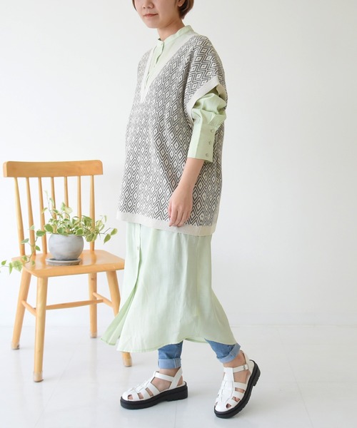 sango（sango）の「ヨーク切替シャツワンピース（ワンピース・レディース・オフホワイト/ベージュ系その他/グリーン系その他・FREE）」の19枚目の写真