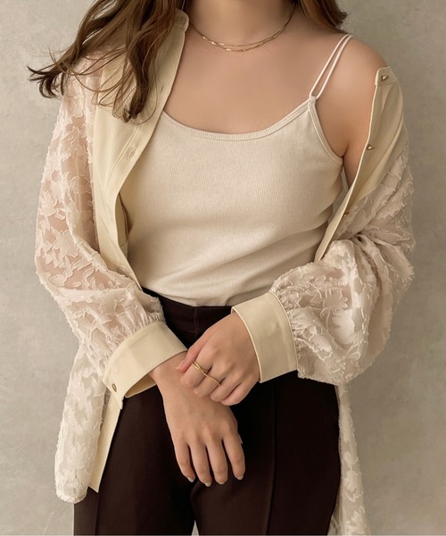 apres jour clair(アプレジュールクレア)の「【apres jour clair】カップ付きインナー【ZOZOTOWN限定アイテム】(キャミソール・レディース・アイボリー/ダークブラウン・X-LARGE/フリー)」の4枚目の写真