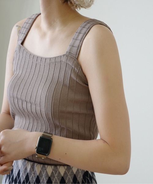 ibeul_(イベール)の「ワイドリブ スクエア シャリニットキャミソール(キャミソール・レディース・テラコッタ/ブラウン/ホワイト/ブラック・FREE)」の11枚目の写真