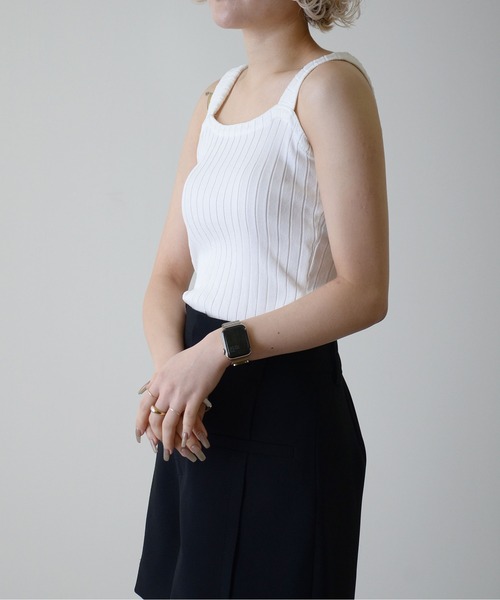 ibeul_(イベール)の「ワイドリブ スクエア シャリニットキャミソール(キャミソール・レディース・テラコッタ/ブラウン/ホワイト/ブラック・FREE)」の14枚目の写真