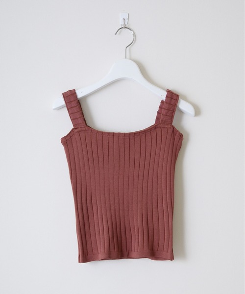 ibeul_(イベール)の「ワイドリブ スクエア シャリニットキャミソール(キャミソール・レディース・テラコッタ/ブラウン/ホワイト/ブラック・FREE)」の7枚目の写真
