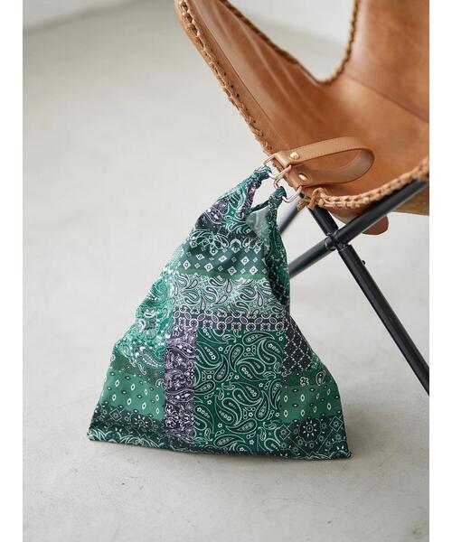 Green　Parks（グリーンパークス）の「・トライアングルグラフィックバッグ（トートバッグ・レディース・ネイビー/グリーン/レオパード・FREE）」の4枚目の写真