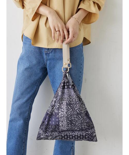 Green　Parks（グリーンパークス）の「・トライアングルグラフィックバッグ（トートバッグ・レディース・ネイビー/グリーン/レオパード・FREE）」の7枚目の写真