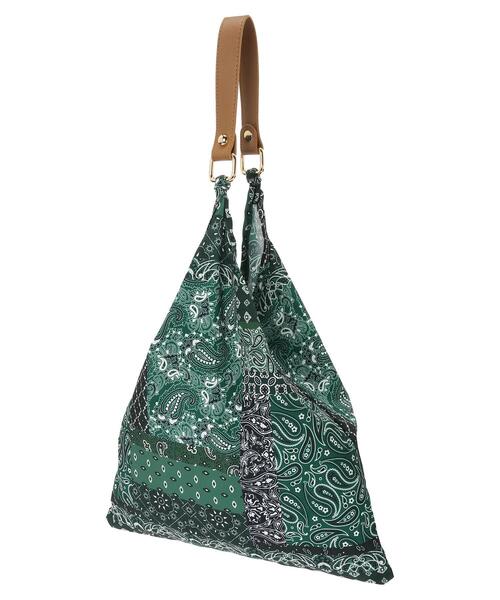 Green　Parks（グリーンパークス）の「・トライアングルグラフィックバッグ（トートバッグ・レディース・ネイビー/グリーン/レオパード・FREE）」の8枚目の写真