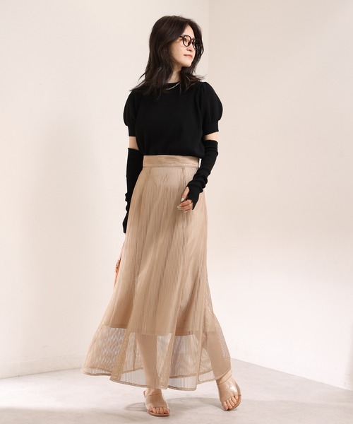 one after another NICE CLAUP（ワンアフターアナザーナイスクラップ）の「アームウォーマーセット半袖カーディガン（ニット/セーター・レディース・ブラック/ライトピンク/ライトベージュ/オフホワイト・FREE）」の13枚目の写真