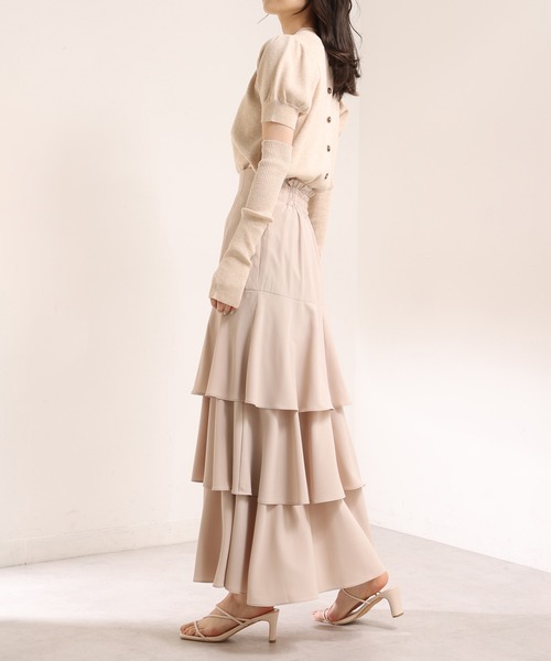 one after another NICE CLAUP（ワンアフターアナザーナイスクラップ）の「アームウォーマーセット半袖カーディガン（ニット/セーター・レディース・ブラック/ライトピンク/ライトベージュ/オフホワイト・FREE）」の5枚目の写真