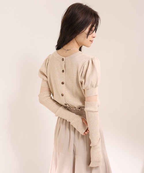 one after another NICE CLAUP（ワンアフターアナザーナイスクラップ）の「アームウォーマーセット半袖カーディガン（ニット/セーター・レディース・ブラック/ライトピンク/ライトベージュ/オフホワイト・FREE）」の7枚目の写真