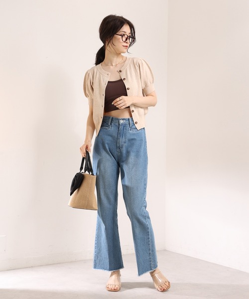 one after another NICE CLAUP（ワンアフターアナザーナイスクラップ）の「アームウォーマーセット半袖カーディガン（ニット/セーター・レディース・ブラック/ライトピンク/ライトベージュ/オフホワイト・FREE）」の9枚目の写真