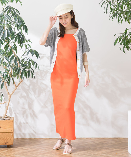 HEYUMM（ヘユム）の「リブカットロングワンピース（ワンピース・レディース・ブラック/ブルー/グリーン/オレンジ/ブラウン・ONE）」の13枚目の写真