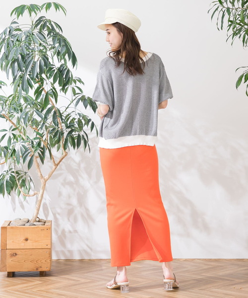 HEYUMM（ヘユム）の「リブカットロングワンピース（ワンピース・レディース・ブラック/ブルー/グリーン/オレンジ/ブラウン・ONE）」の14枚目の写真