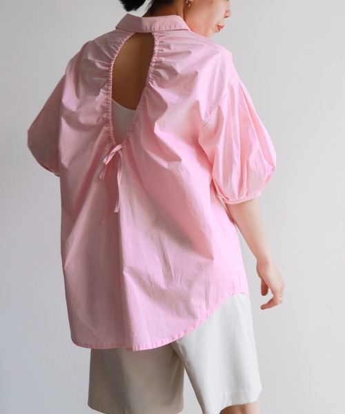 feepur（フェピュール）の「バックシャンボリュームハーフスリーブシャツ（シャツ/ブラウス・レディース・ブラック/オフホワイト/ブルー/ピンク・MEDIUM）」の12枚目の写真