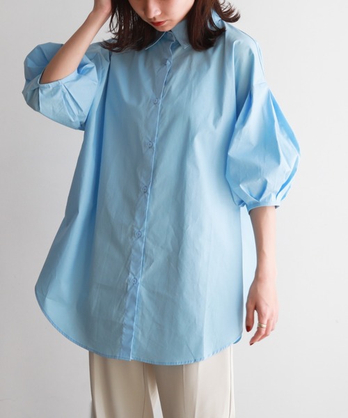 feepur（フェピュール）の「バックシャンボリュームハーフスリーブシャツ（シャツ/ブラウス・レディース・ブラック/オフホワイト/ブルー/ピンク・MEDIUM）」の15枚目の写真