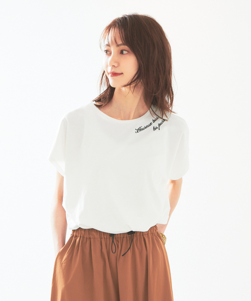 abahouse mavie(アバハウスマヴィ)の「刺繍ロゴTシャツ(Tシャツ/カットソー・レディース・チャコールグレー/ホワイト/グレー系その他/ホワイト系その他/ダークネイビー/ホワイト系その他2・フリー)」の8枚目の写真