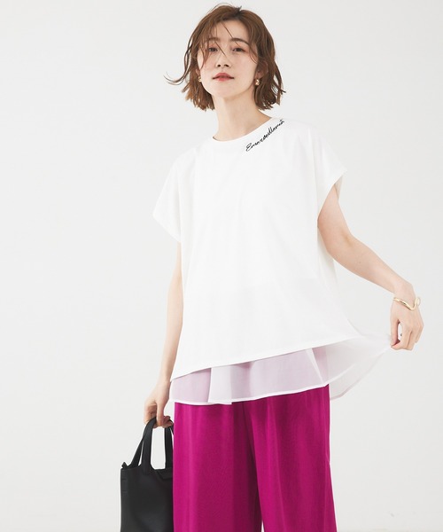 abahouse mavie(アバハウスマヴィ)の「刺繍ロゴTシャツ(Tシャツ/カットソー・レディース・チャコールグレー/ホワイト/グレー系その他/ホワイト系その他/ダークネイビー/ホワイト系その他2・フリー)」の4枚目の写真