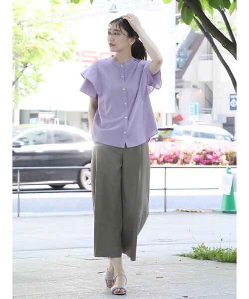 極美品 Reflect ラッフルスリーブ ブラウス ブルー系 リフレクト 極美品 Reflect ラッフルスリーブ ブラウス ブルー系 リフレクト