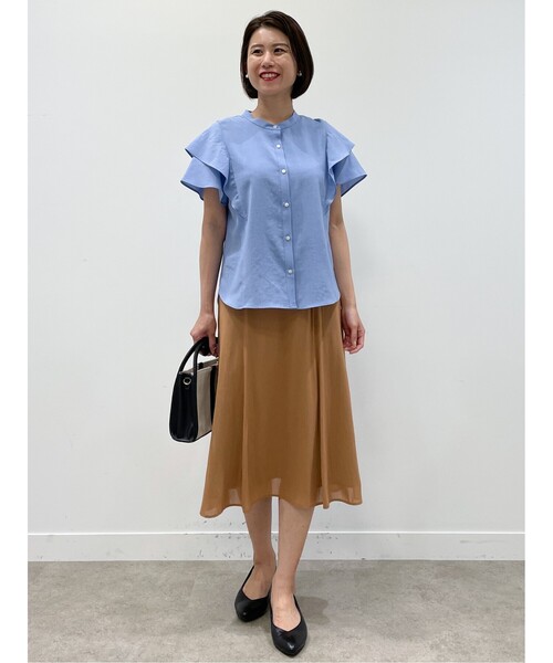 極美品 Reflect ラッフルスリーブ ブラウス ブルー系 リフレクト 極美品 Reflect ラッフルスリーブ ブラウス ブルー系 リフレクト