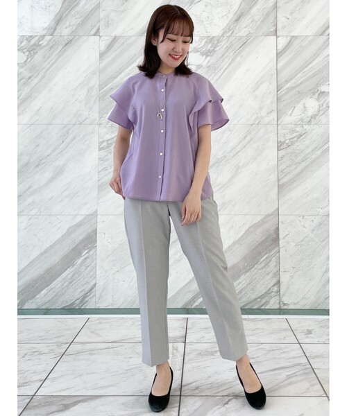 極美品 Reflect ラッフルスリーブ ブラウス ブルー系 リフレクト 極美品 Reflect ラッフルスリーブ ブラウス ブルー系 リフレクト