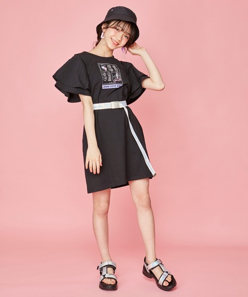 JENNI love（ジェニィラブ）の「UVカットロゴネームバケットハット（ハット・キッズ・ブラック/ラベンダー/その他・F）」の4枚目の写真