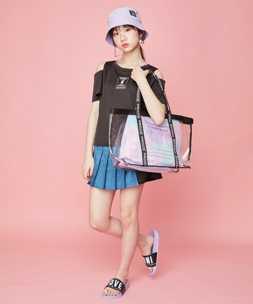 JENNI love（ジェニィラブ）の「UVカットロゴネームバケットハット（ハット・キッズ・ブラック/ラベンダー/その他・F）」の7枚目の写真