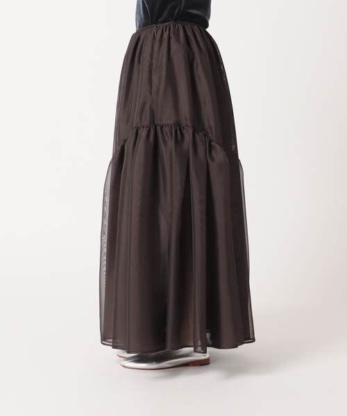 セール】シャンブレーシフォン シアーラッフルスカート