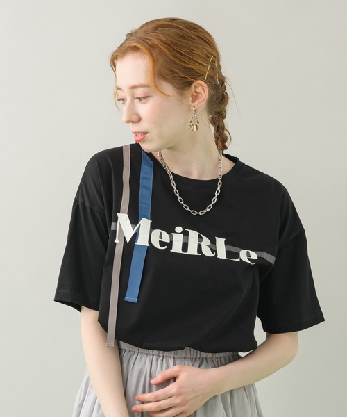 Paradise Picnic（パラダイスピクニック）の「コットンテープ使いロゴTシャツ（Tシャツ/カットソー・レディース・ホワイト/ブラック・FREE）」の2枚目の写真