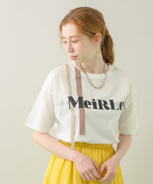 Paradise Picnic（パラダイスピクニック）の「コットンテープ使いロゴTシャツ（Tシャツ/カットソー・レディース・ホワイト/ブラック・FREE）」の7枚目の写真