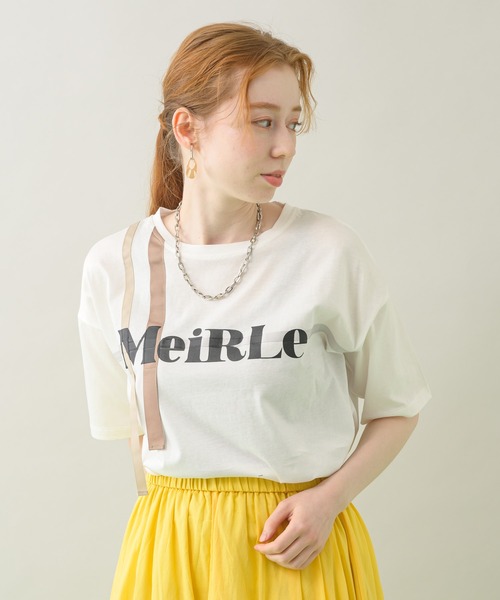 Paradise Picnic（パラダイスピクニック）の「コットンテープ使いロゴTシャツ（Tシャツ/カットソー・レディース・ホワイト/ブラック・FREE）」の10枚目の写真