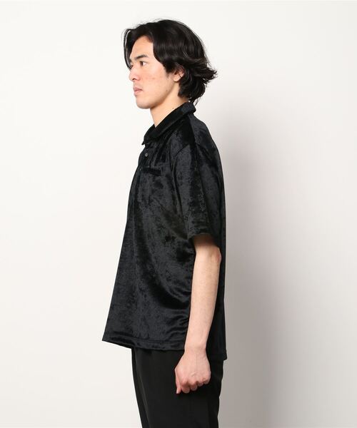 SON OF THE CHEESE(サノバチーズ)の「【SON OF CHEESE/サノバチーズ】Velor Polo(ポロシャツ・メンズ・ブラック/ワイン・MEDIUM/LARGE/SMALL)」の4枚目の写真