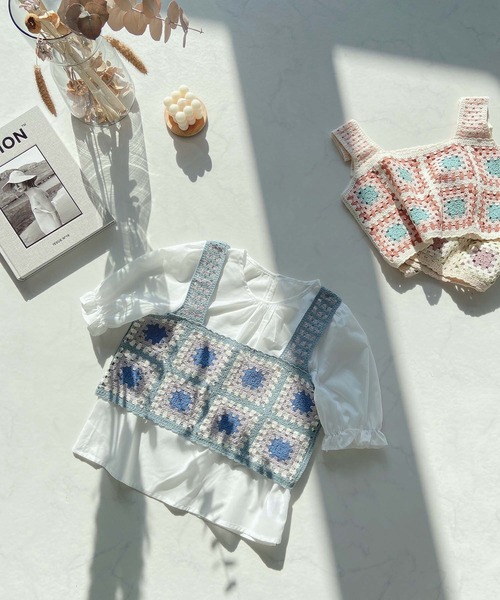 AS KNOW AS plus（アズノゥアズプラス）の「●かぎ針ビスチェ 5分袖ブラウス（シャツ/ブラウス・レディース・ベージュ/オフホワイト/ミント・FREE）」の3枚目の写真