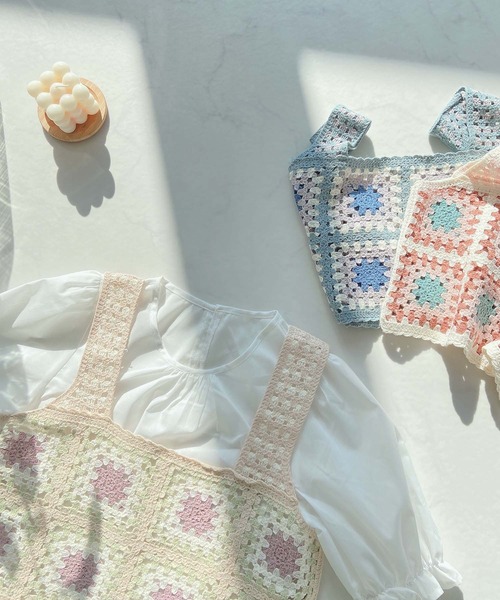 AS KNOW AS plus（アズノゥアズプラス）の「●かぎ針ビスチェ 5分袖ブラウス（シャツ/ブラウス・レディース・ベージュ/オフホワイト/ミント・FREE）」の6枚目の写真