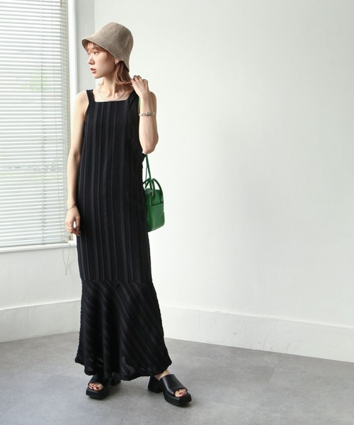 Chillfar(チルファー)の「ポコポコキャミワンピース(ワンピース・レディース・ブラック/ブルー/グリーン/アイボリー・FREE)」の5枚目の写真