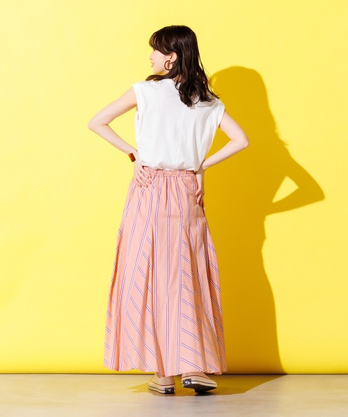 lil nina(リルニーナ)の「<MADE IN INDIA>ストライプ柄スカート(スカート・レディース・コーラルピンク/サックスブルー/ライトグリーン・FREE)」の9枚目の写真