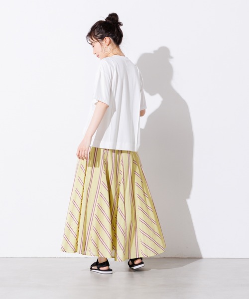 lil nina(リルニーナ)の「<MADE IN INDIA>ストライプ柄スカート(スカート・レディース・コーラルピンク/サックスブルー/ライトグリーン・FREE)」の4枚目の写真