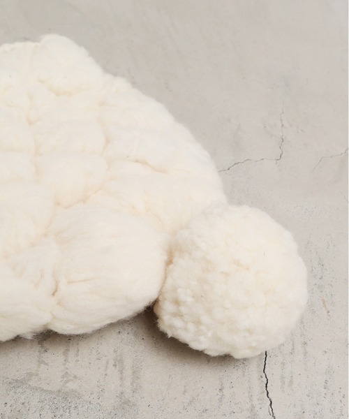 chambre de charme（シャンブルドゥシャーム）の「cdc 手紡ぎウール ぽこっとニット帽（ニットキャップ/ビーニー・レディース・ホワイト・FREE）」の5枚目の写真