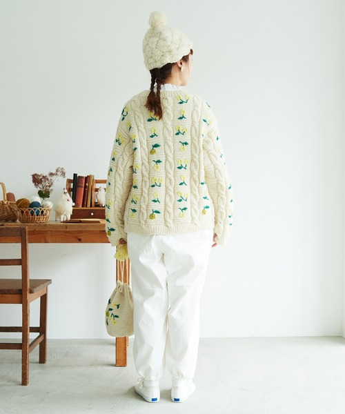 chambre de charme（シャンブルドゥシャーム）の「cdc 手紡ぎウール ぽこっとニット帽（ニットキャップ/ビーニー・レディース・ホワイト・FREE）」の7枚目の写真