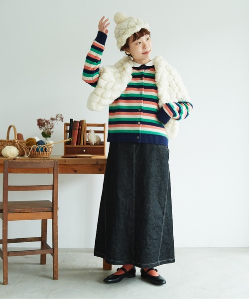 chambre de charme（シャンブルドゥシャーム）の「cdc 手紡ぎウール ぽこっとニット帽（ニットキャップ/ビーニー・レディース・ホワイト・FREE）」の10枚目の写真