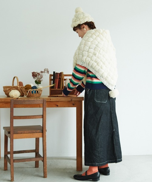 chambre de charme（シャンブルドゥシャーム）の「cdc 手紡ぎウール ぽこっとニット帽（ニットキャップ/ビーニー・レディース・ホワイト・FREE）」の11枚目の写真