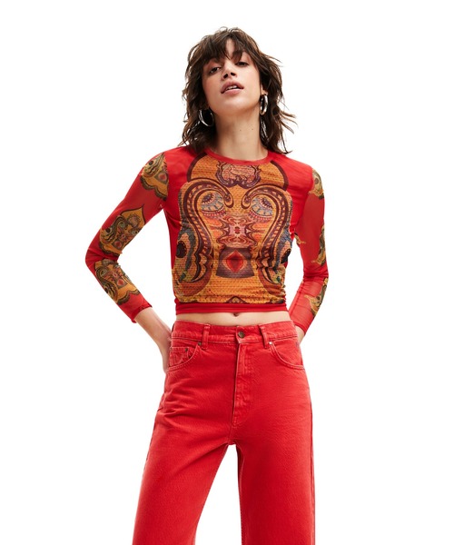 Desigual（デシグアル）の「M. Christian Lacroix タペストリー チュールTシャツ（Tシャツ/カットソー・レディース・イエロー/レッド・S/M/L/XL/XS）」の2枚目の写真