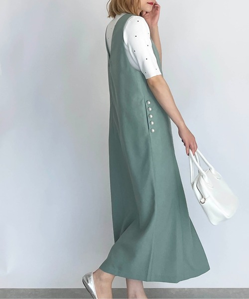 PICCIN（ピッチン）の「ポケットパールジャンパースカート（ジャンパースカート・レディース・ネイビー/ライトグリーン/モカ・M）」の20枚目の写真